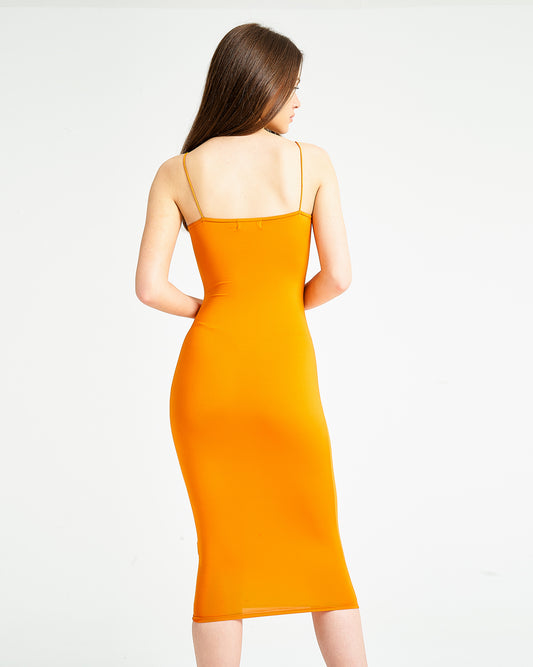 Orange Strappy Bodycon Dress