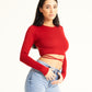 Red Long Sleeve Top with Ties