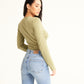 Sage Green Ribbed Crossover Top