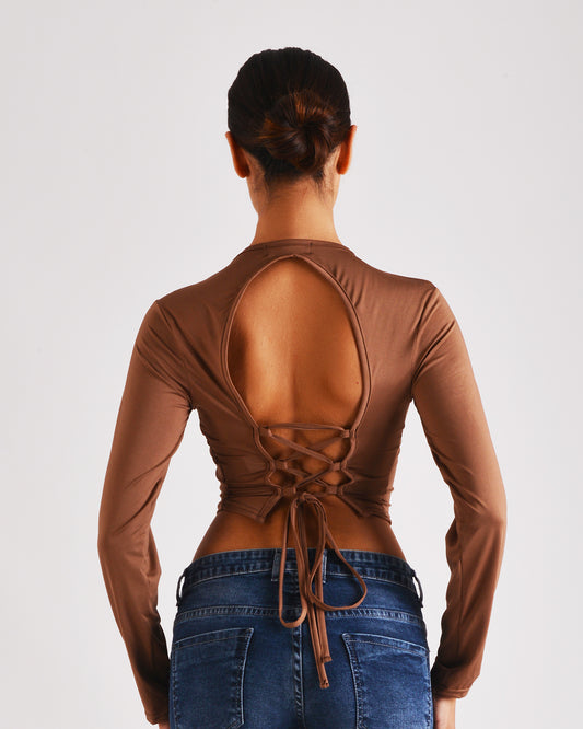 Chocolate Tie Back Top