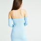 Blue Off Shoulder Long Sleeve Dress