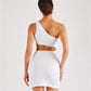 White Ruch Detail Bodycon Dress