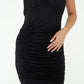 Black Extreme Ruched Bodycon Dress