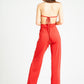 Red Strap Detail Slinky Jumpsuit